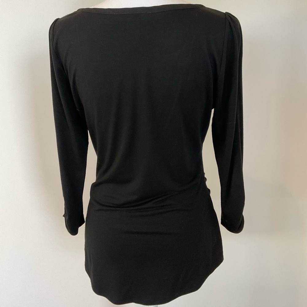 White House Black Market Black Top with Pearl Accents - Picture 3 of 7